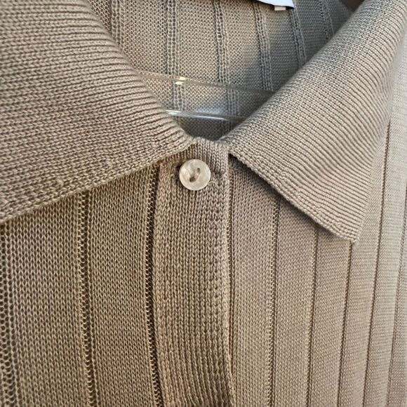 Zara beige Ribbed Button-Up Cardigan, Silk - L - Picture 4 of 6